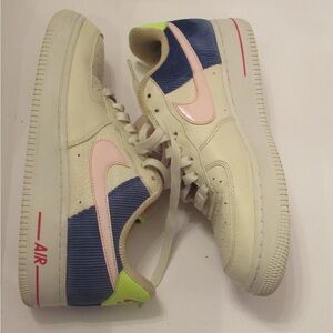Nike Air Sneakers with Pink, Blue, and Neon Accents
